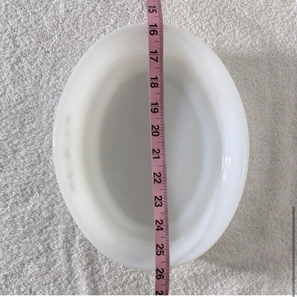 Vintage  Dynaware Pyr-O-Rey Brown Daisy Shallow Oval Milk Glass Casserole Dish - Picture 9 of 10